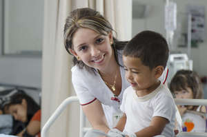 Nurse with her little patient