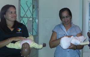 CPR Training with baby dolls.
