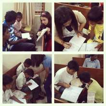 Volunteers teaching