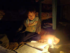 Children With Kerosene Lamp in Evening Hrs.