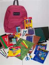 Example of backpack and school supplies