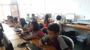 The children at computer room