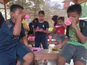 Library members enjoying their drink and snacks