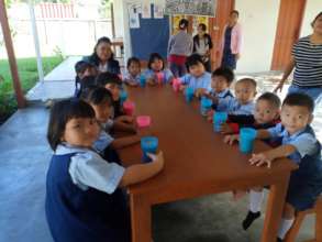 Having a glass of milk after activity