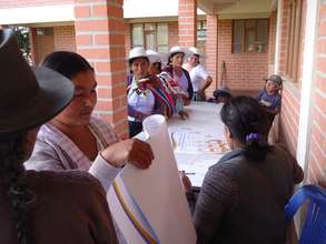 Handing out information material at a workshop
