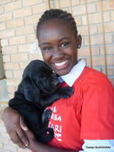 Grace with one of Daktari's dogs.