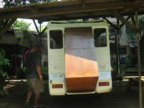 Using the truck to haul furniture for the Centre