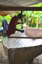 The first boat being built in its mould