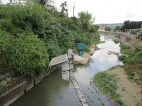 A local waterway which floods regularly