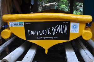A small rescue boat with its fundraiser's logo