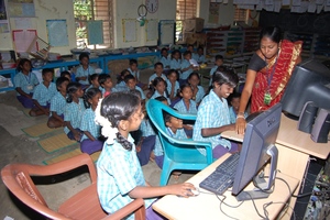 Children learning computers