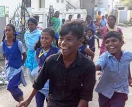 Children participating in the running race