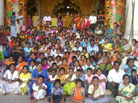 Coaching 100 school children in studies in India