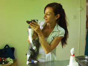 Lelia with a cat spayed in nearby Miroslava