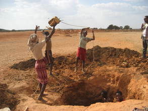 Construction of a shallow well underway
