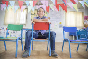 Children meet every day to learn basics like math