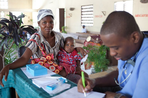 Mother and Child Receive Healthcare