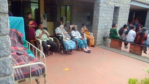 Patients watching Diwali entertainment
