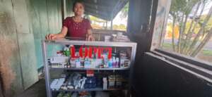 Margarita proudly with her business