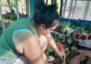 Heydi preparing the soil