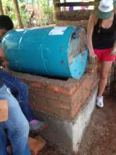 Helping construct a new oven