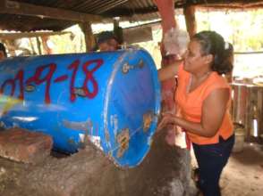Training participant handling oven