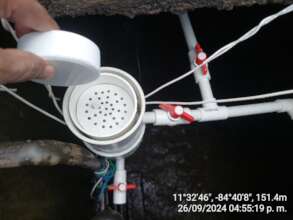 Technician showing how chlorine is applied