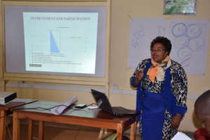 Justina teaching about hand washing