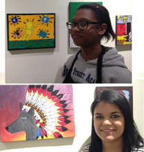 Students with artwork at the National Arts Club