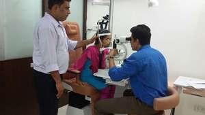 having an eye check-up