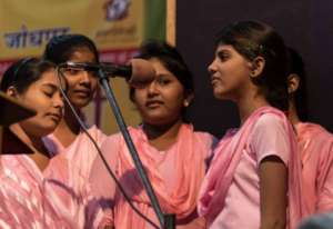 Boarding Home girls singing in the Competition