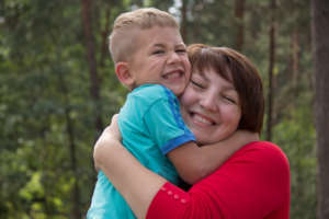 Emergency fosterer Liubov Yashchuk with Zhenia*