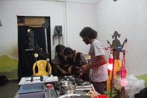 Kids working in darkroom
