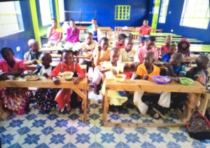 Children having lunch during the program