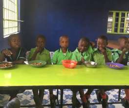 Children having their lunch from the new dining
