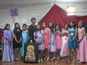 Graduation line up of girls off to high school