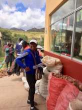 Parents happy and proud of their huge potato crop