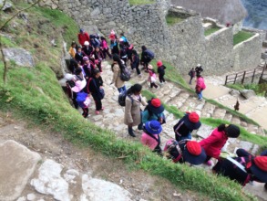 Climbing the many Inca stairs inside the ruin
