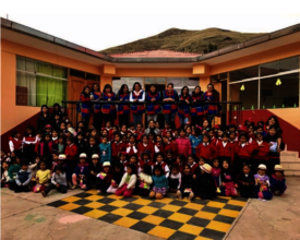 Entire student body, teachers on top and Admin