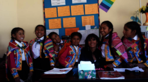 Ruth surrounded by her beloved students