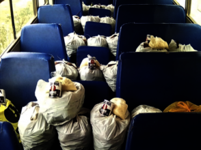 CW School Bus loaded with emergency food aid