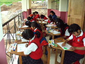 Outdoor art class on the second floor terrace