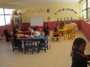 Kindergarten class in new school.