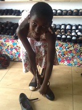 Joy trying shoes