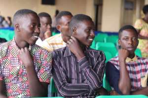 New students assemble for the welcome ceremony.