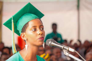 Bella Honorine delivers her valedictory speech.