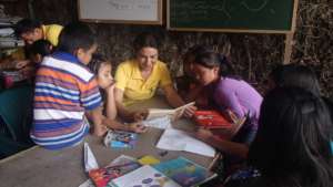 Debora in reading time with the younger ones