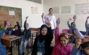 A school hygiene awareness session run by RI staff