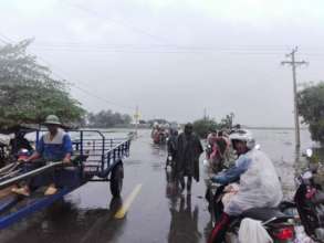 Flooded roads in Battambang province.