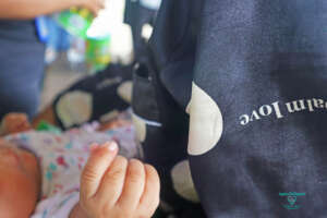 Mother and baby, during a home visit